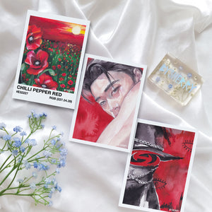 Set of 3 ATEEZ "RED" Aesthetic Art Prints - A6