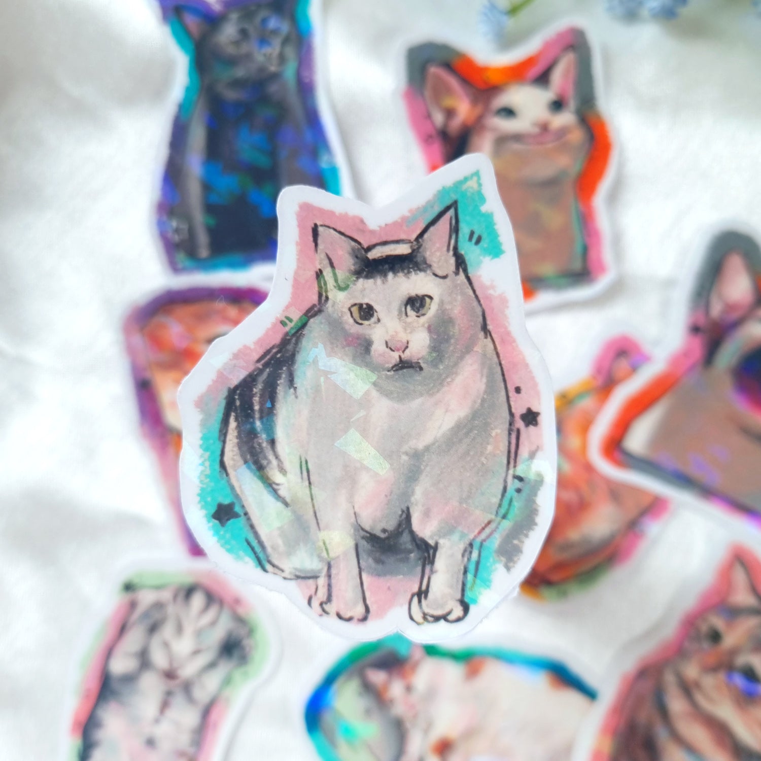 Cat Meme Universe Vinyl Glossy Waterproof Stickers