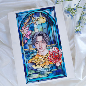 BTS: Suga Stained Window -  Original Watercolour Painting