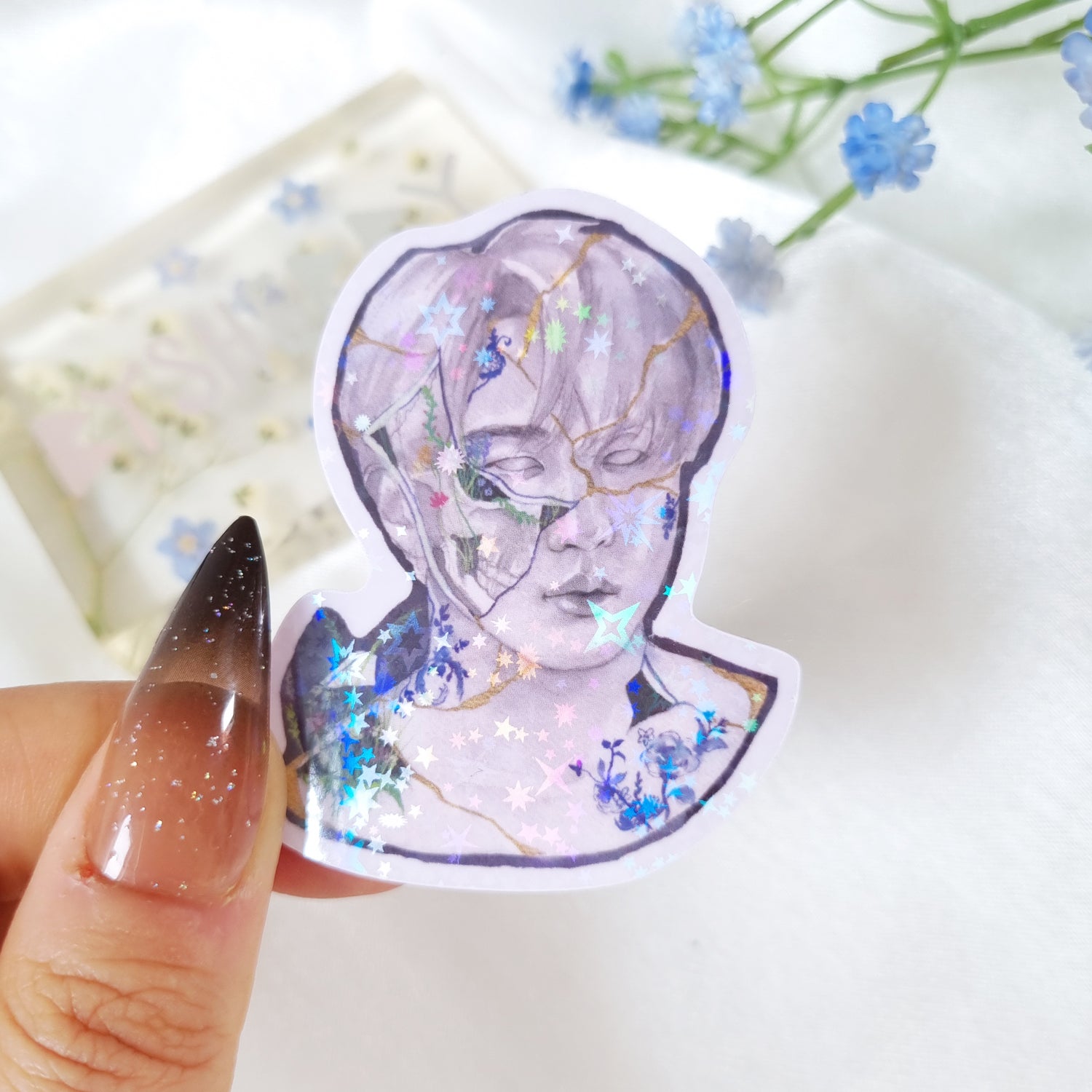 Vinyl Holographic Star Glitter Stickers -  Buy 4 get one free