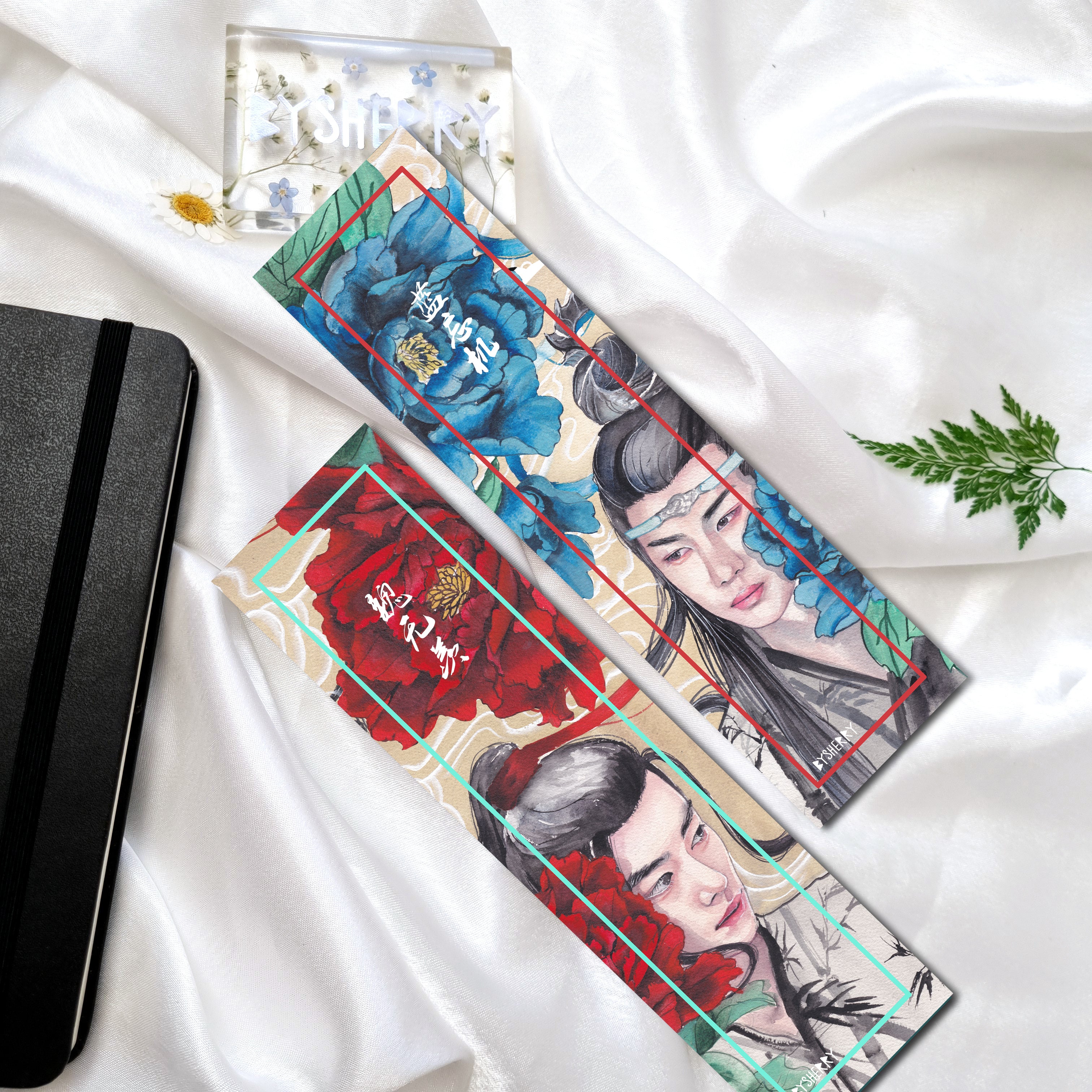 The Untamed 陈情令 MDZS WangXian Peony Double sided Bookmark