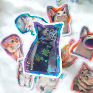 Cat Meme Universe Vinyl Glossy Waterproof Stickers