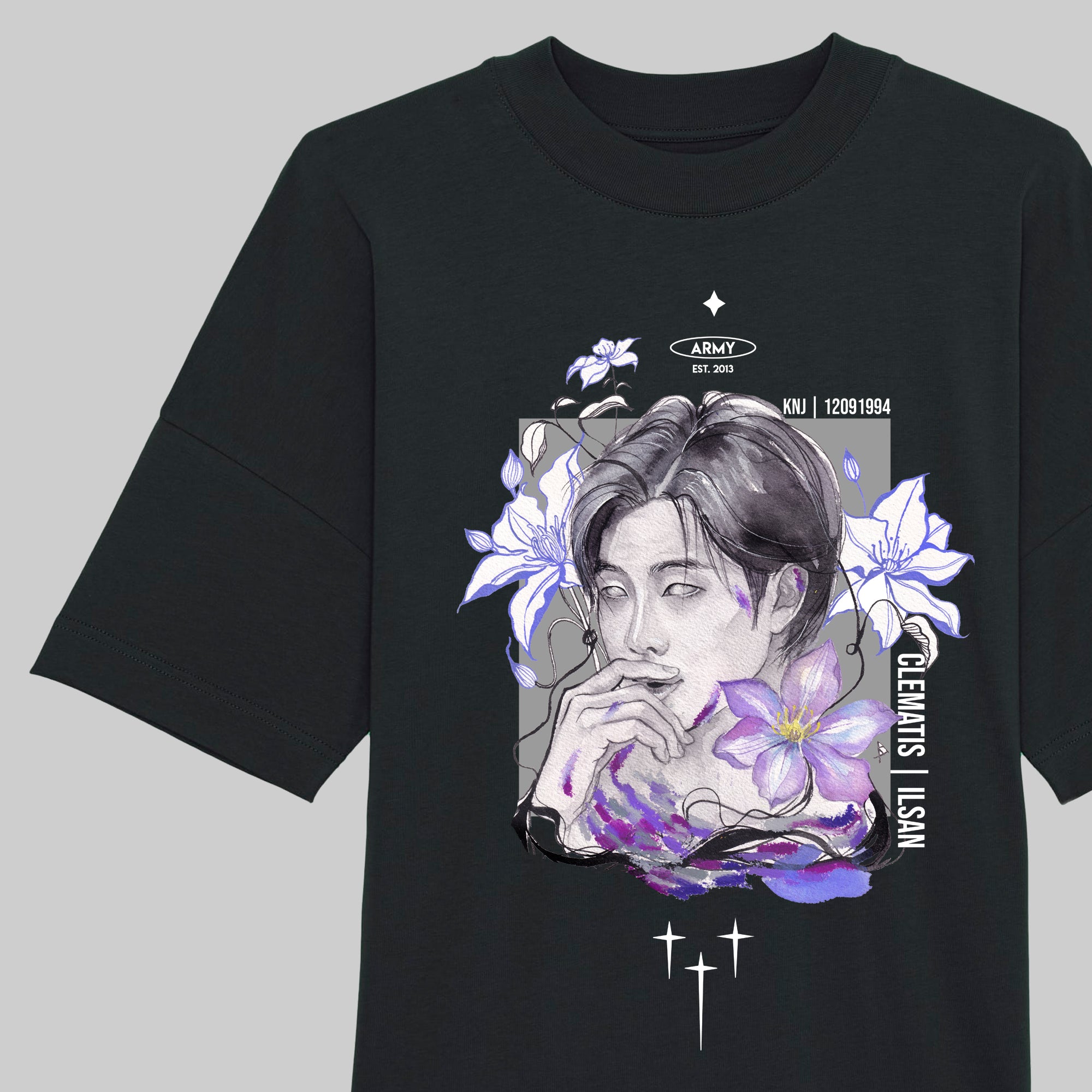 BTS Birth Flowers Series: RM Clematis Tee - BLACK