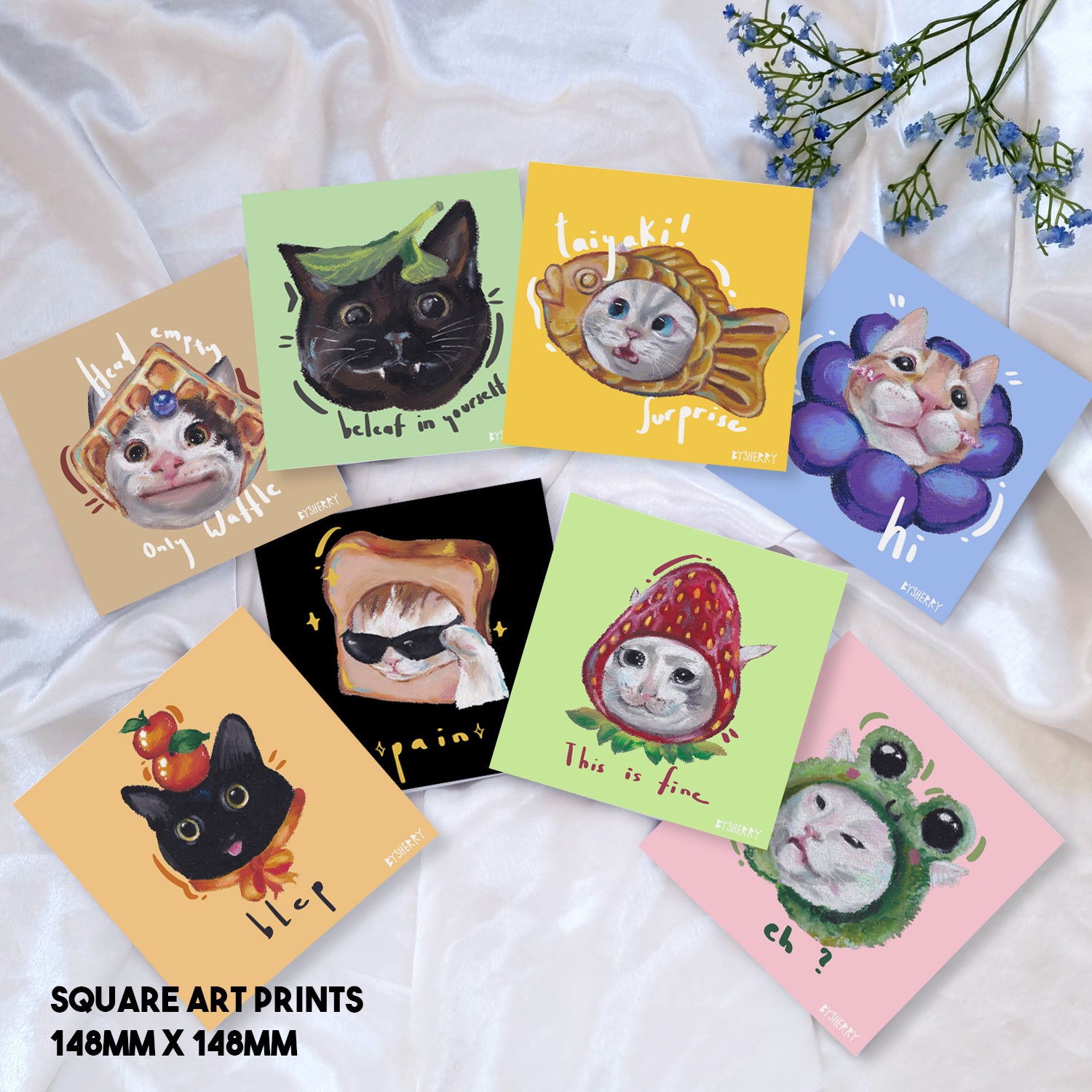 Cats in Hats Square Art Prints