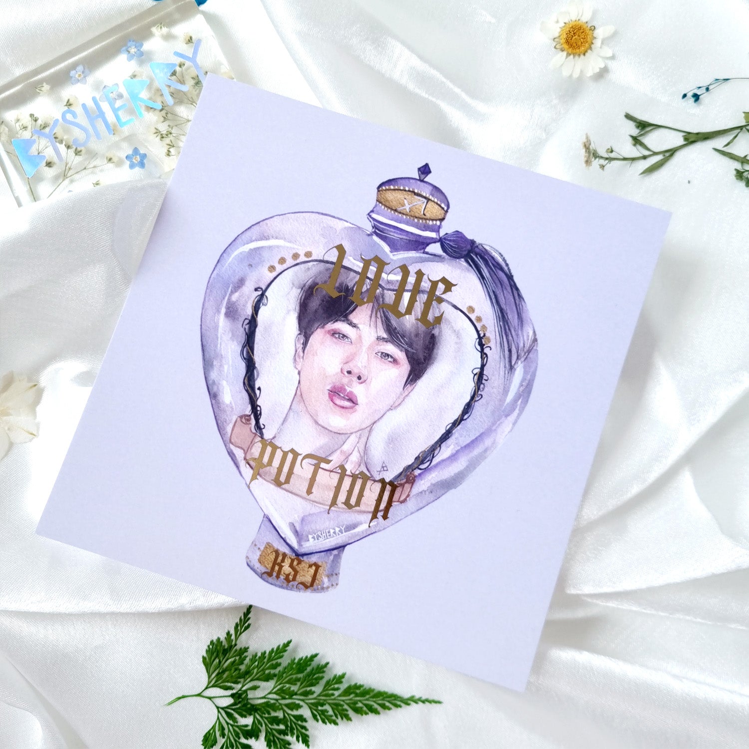 BTS Love Potion Metallic Gold Embellished Prints