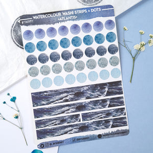 Aesthetic Planner Washi Strips and Dots A6 Sticker Sheet - ATLANTIS